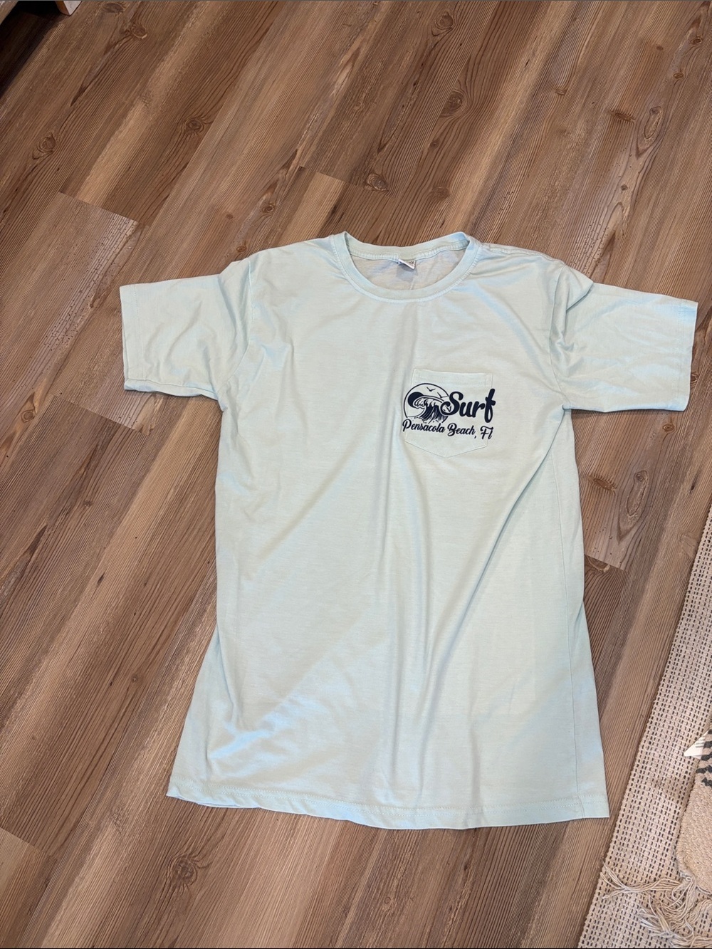 Surf Pensacola Beach Short Sleeve Tee - Light Aqua